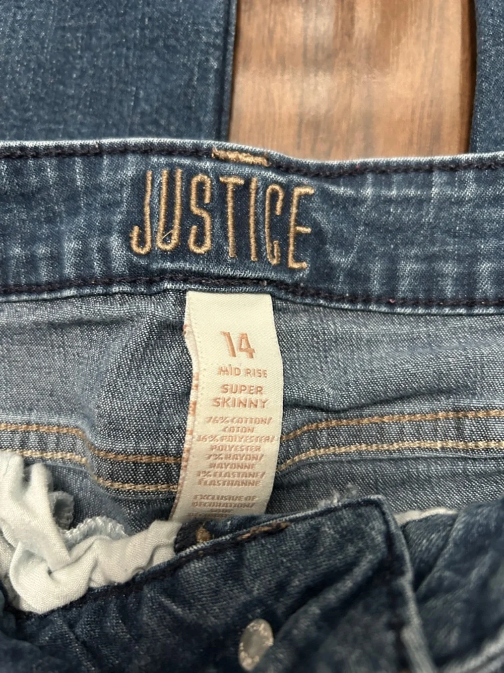 Justice Girls Dark Wash Mid Rise Super Skinny Jeans